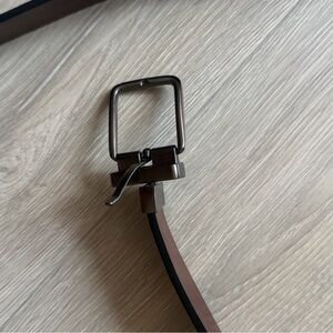 Men's Brown/Black Reversible Leather Belt with Gunmetal Buckle